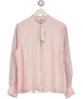 FOREVER NEW Baby Pink Astra Linen Blend Lace Trim Blouse UK 14