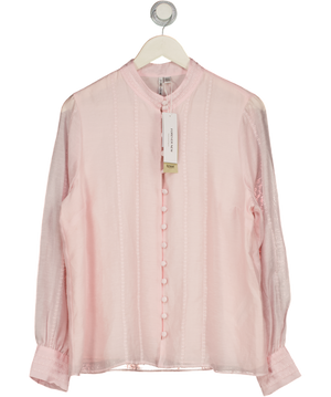 FOREVER NEW Baby Pink Astra Linen Blend Lace Trim Blouse UK 14
