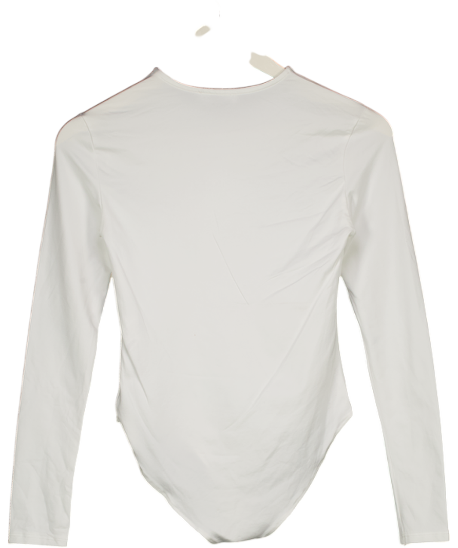 Stradivarius White Long Sleeved Bodysuit UK M