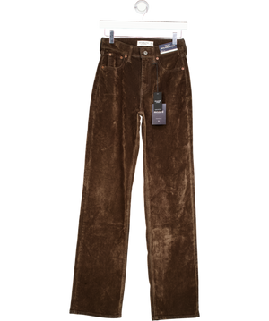 Abercrombie & Fitch Brown Curve Love High Rise 90s Relaxed Velvet Jeans - Long Length W24