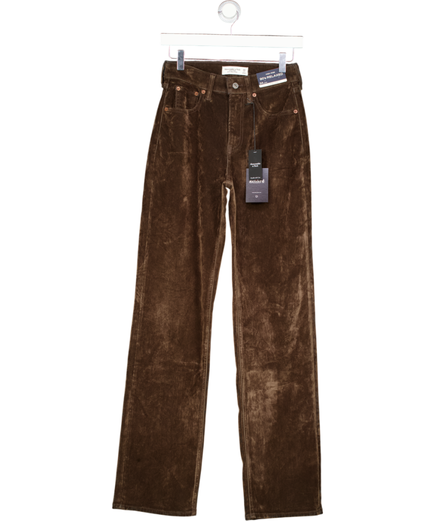 Abercrombie & Fitch Brown Curve Love High Rise 90s Relaxed Velvet Jeans - Long Length W24