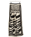 ZARA Cream / Black Satin Graphic Print Tie Side Trousers UK S