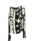 Vivienne Westwood Anglomania Black Long Sleeved Cowl Neck Monochrome Print Mini Dress UK M