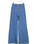 THE HIPPIE SHAKE Blue Little Jeanie Chevron Wide Leg Jeans UK 8