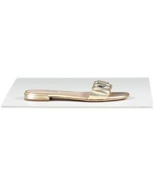 Miu Miu Metallic Gold Oversize Crystal Mordoré Mules UK 4.5 EU 37.5