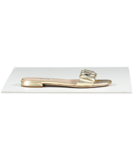 Miu Miu Metallic Gold Oversize Crystal Mordoré Mules UK 4.5 EU 37.5 👠