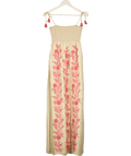 Juicy Couture Beige Pink Floral Embroidered Shirred Bodice Maxi Dress UK S