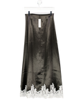 Commense Black Lace Trim Satin Maxi Skirt UK XS