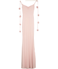 Oh Polly Blush Pink  Aldona Slinky Jersey Floral-appliqué Evening Gown UK XS