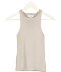 PRETTY LAVISH Grey Billie Ribbed Racer Crop Top UK XS