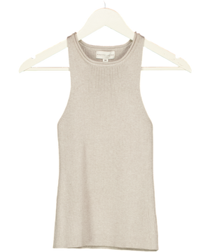 PRETTY LAVISH Grey Billie Ribbed Racer Crop Top UK XS