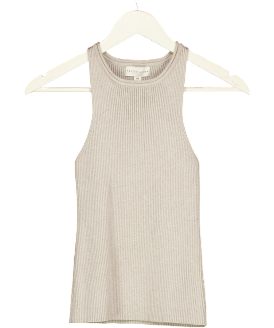 PRETTY LAVISH Grey Billie Ribbed Racer Crop Top UK XS