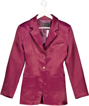 ASOS Design Cinch Satin Blazer In Plum Purple UK 8