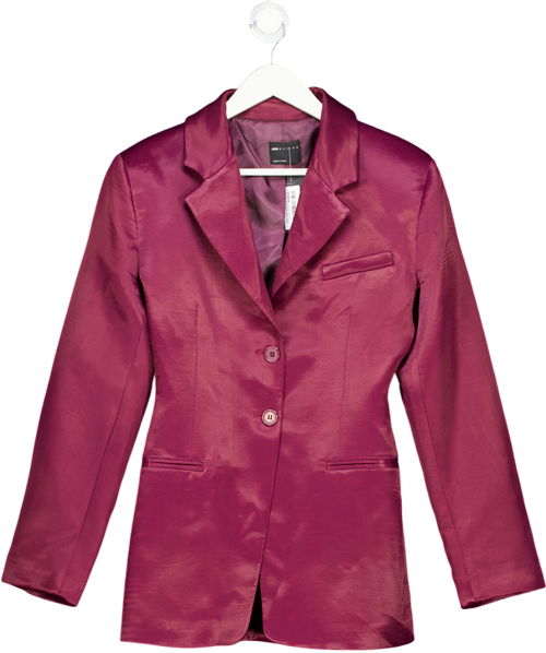 ASOS Design Cinch Satin Blazer In Plum Purple UK 8
