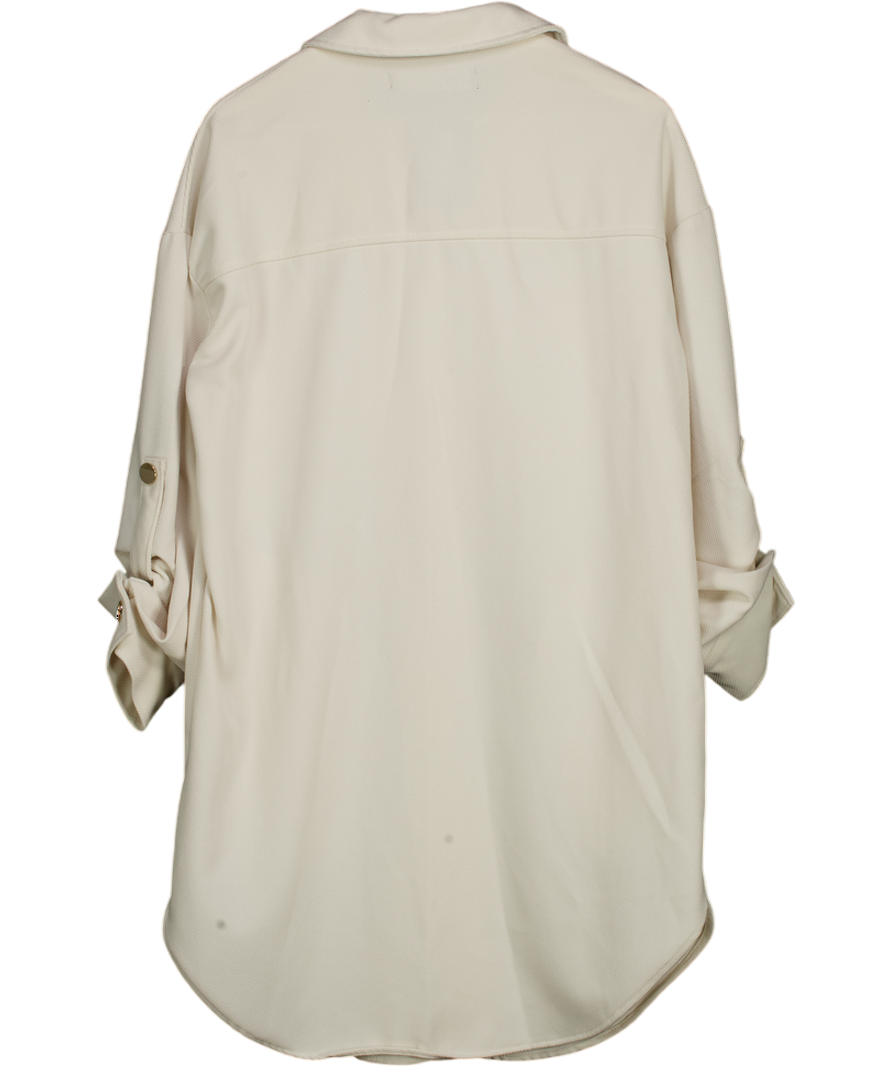 ZARA Cream Twill Longline Shacket / Dress UK S