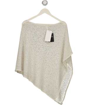 ZARA Cream Boucle Jnit Asymmetric Cape Knit Top UK L