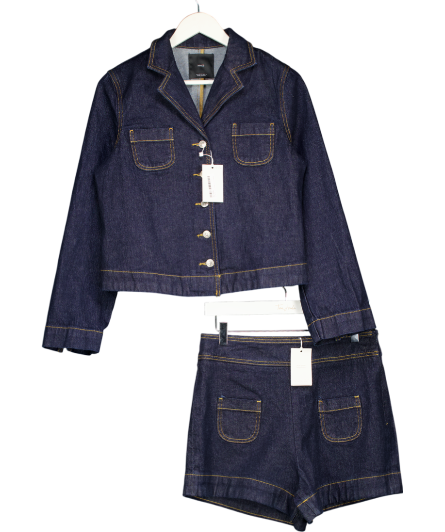 MANGO Blue 2-piece Denim Jacket And Shorts Set UK M