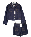 MANGO Blue 2-piece Denim Jacket And Shorts Set UK M