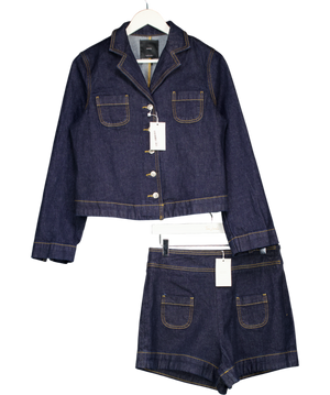MANGO Blue 2-piece Denim Jacket And Shorts Set UK M