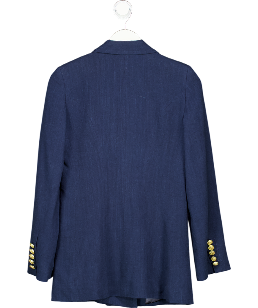 Holland Cooper Blue Double Breasted Linen Blazer UK 8