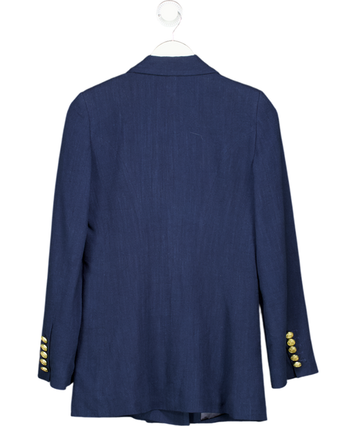 Holland Cooper Blue Double Breasted Linen Blazer UK 8