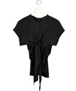 ELLERY Black Satin Crepe Knot Front Top UK 6
