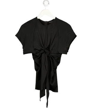 ELLERY Black Satin Crepe Knot Front Top UK 6