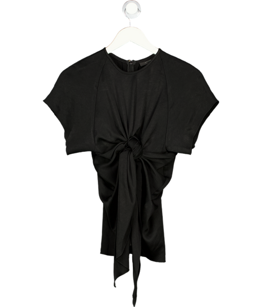 ELLERY Black Satin Crepe Knot Front Top UK 6