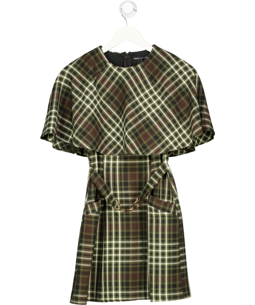 River Island Green Check Belted Cape Mini Dress UK 6
