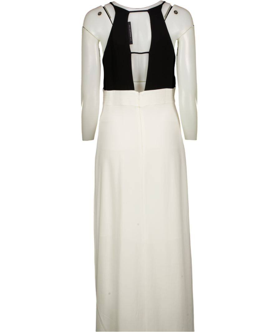 KAREN MILLEN Black / Ivory Colour Block Maxi Dress UK 10
