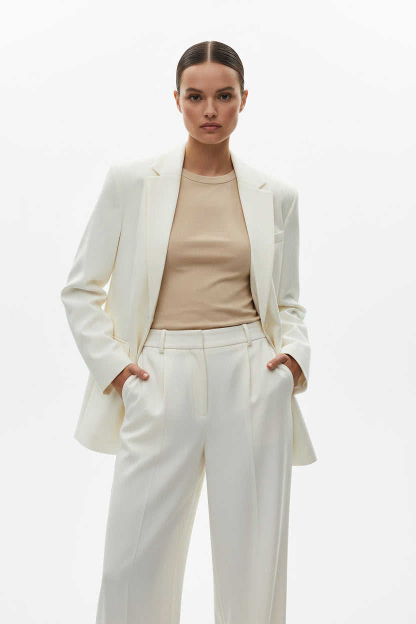 NA-KD Cream Oversized Fit Tailored Blaze UK 8