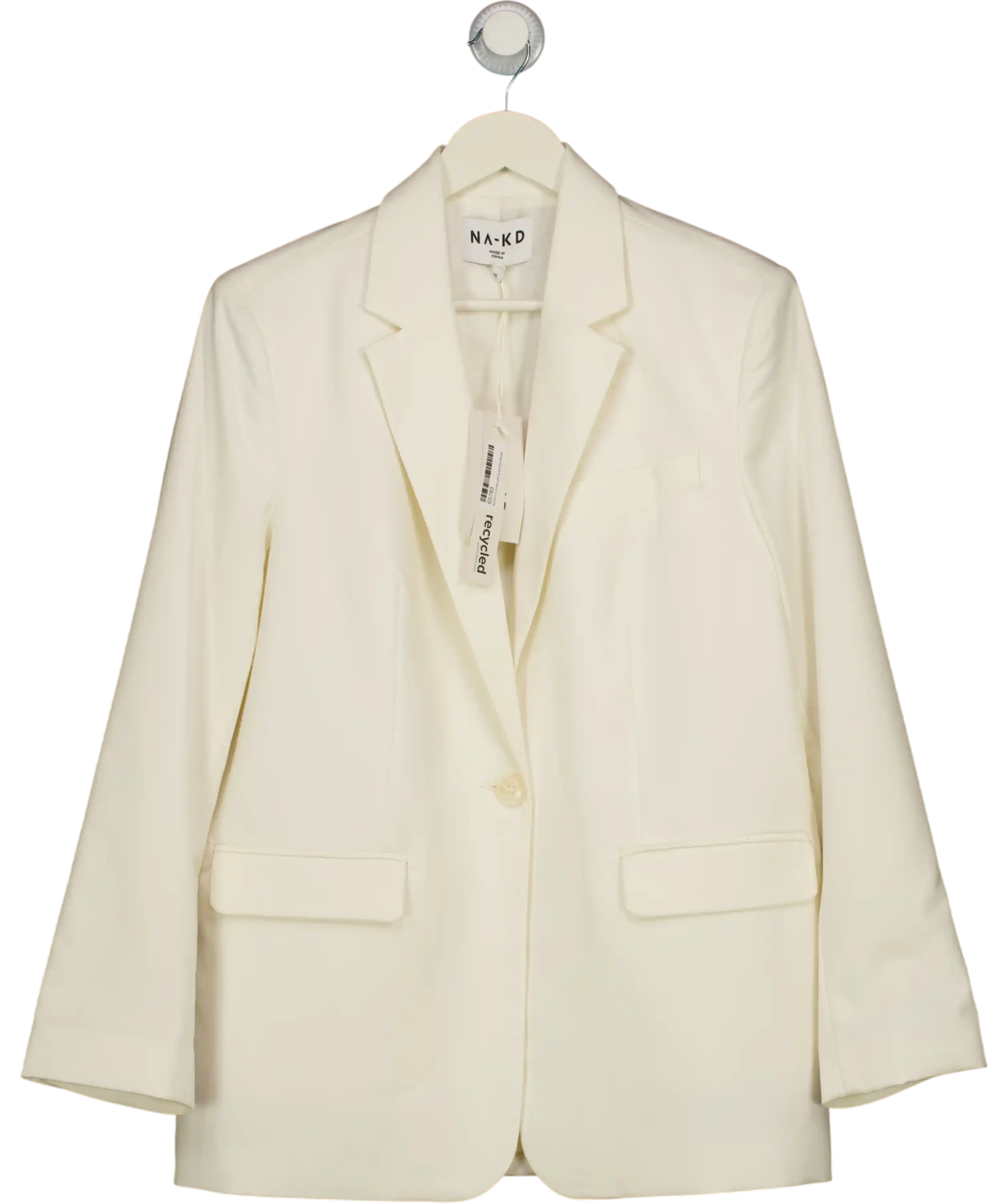 NA-KD Cream Oversized Fit Tailored Blaze UK 8