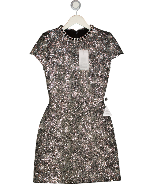 Nadine Merabi Metallic Erin Silver Sequin Mini Dress UK 8