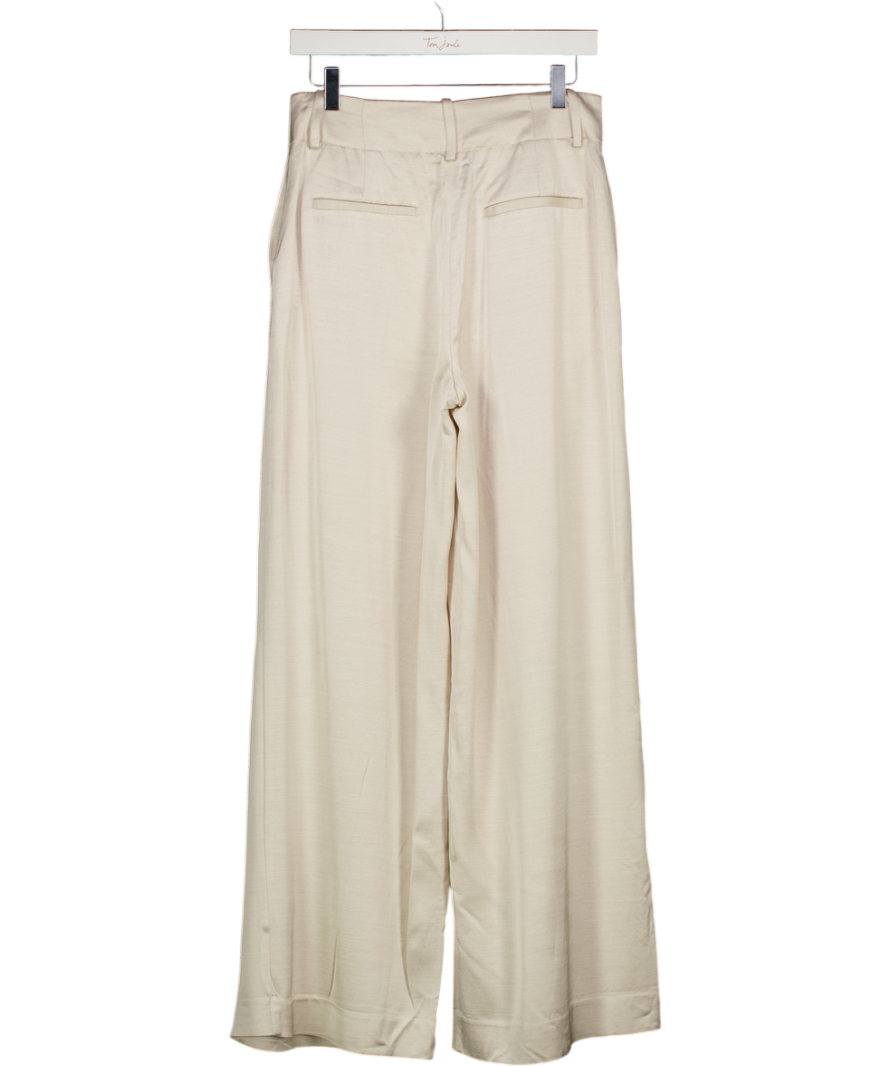 REISS Beige Isla Satin Wide Leg Trousers UK 10