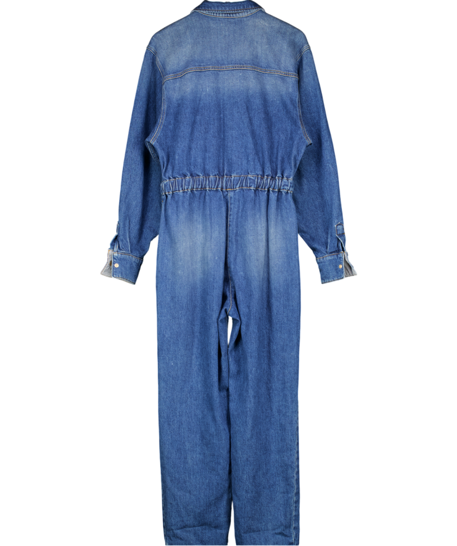 DONNA IDA Blue Denim Long Sleeve Jumpsuit UK M