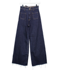 ZARA Dark Blue Patch Pocket Wide Leg Marine Jeans UK 6