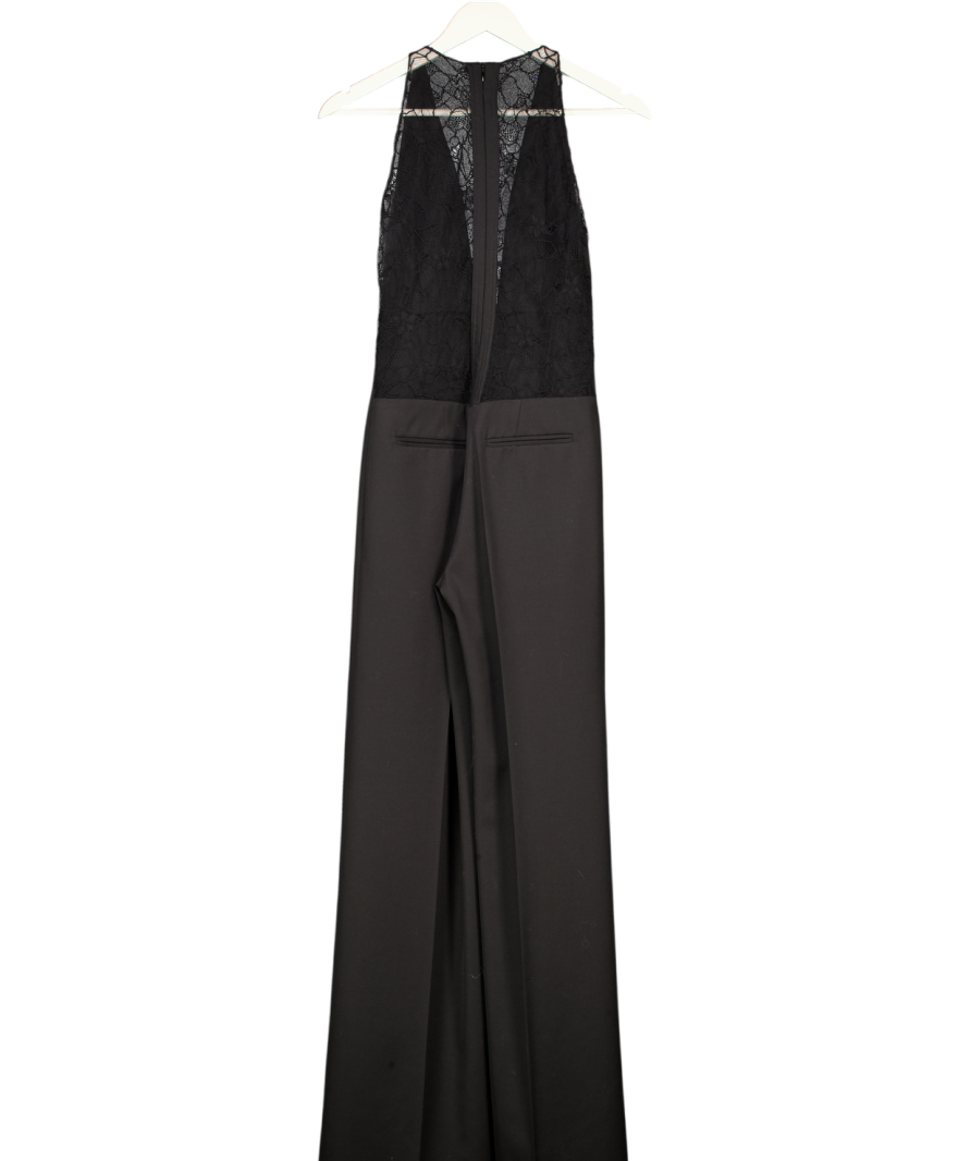 LA MANIA Lace Back Black Flared Jumpsuit UK 6