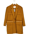 Max Mara Brown Camel Hair 3/4 Length Coat With Leather Trim UK M