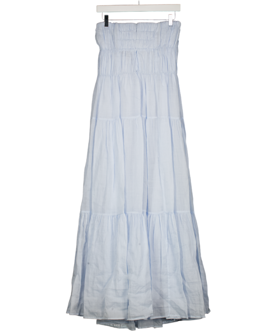 DISSH Pale Blue Artie Cornflower Strapless Ramie Midi Dress UK 6