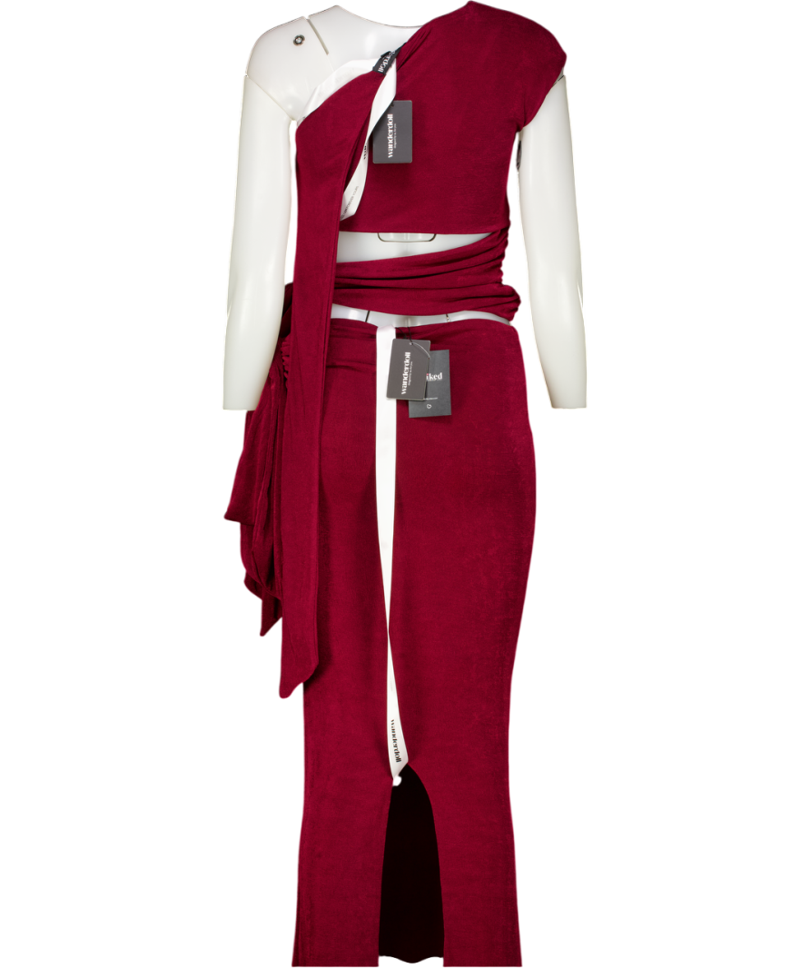 WANDERDOLL Red Noa Cut Out Top And Maxi Skirt Set UK XS