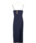 Vesper Blue Strappy Midi Dress With Thigh Split In Navy UK 6