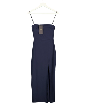 Vesper Blue Strappy Midi Dress With Thigh Split In Navy UK 6
