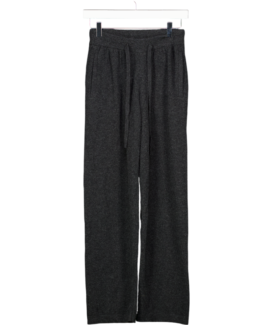 SUNSPEL Luxury Charcoal Grey 100% Lambswool Straight Leg Lounge Trousers UK XXS