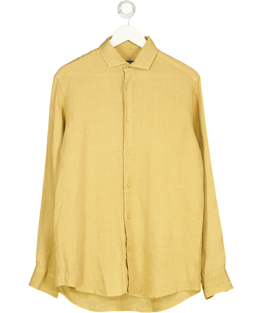 FRESCOBOL CARIOCA Yellow Sand Linen Shirt UK M