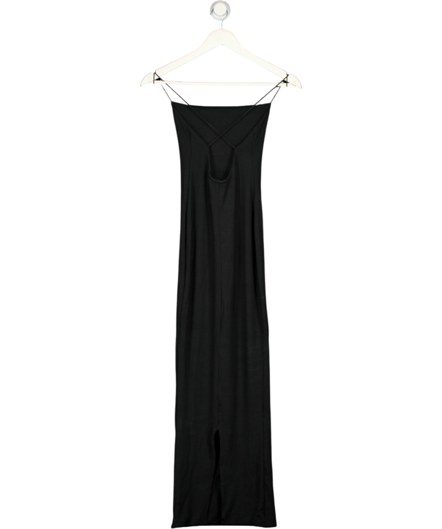 OH POLLY Black Double Layer Stretch Jersey Strappy Midaxi Dress UK 8