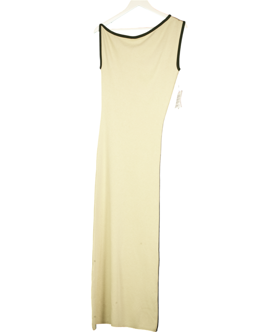 TOPSHOP Beige Knitted Textured Twist Detail Off Shoulder Maxi Dress UK XS