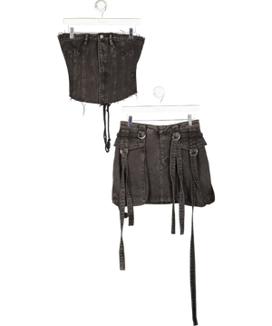 MARS THE LABEL Black 2-piece Blac Kwash Denim Corset And Mini Skirt Set UK S