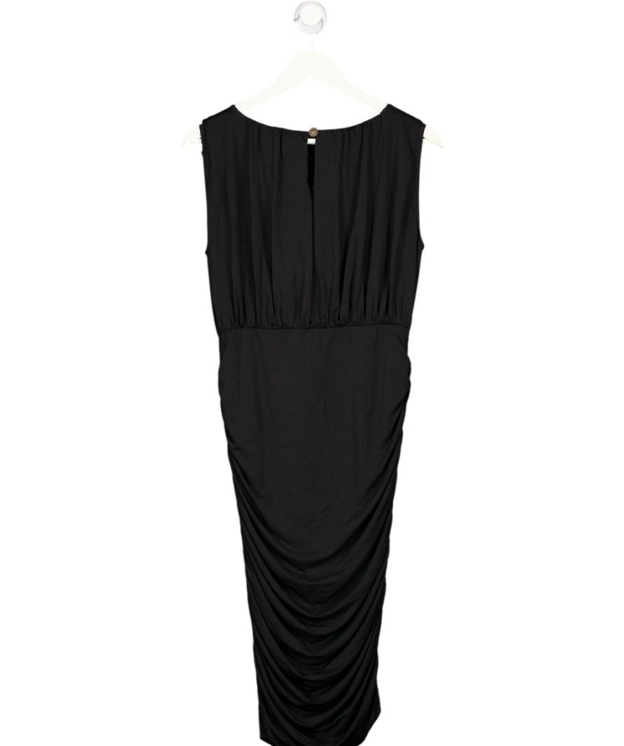 ME+EM Black Sleeveless Ruched Panel Midi Dress UK M