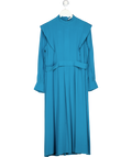 IRIS & INK Teal Blue Silk Blend Midi Dress UK 14