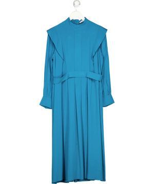 IRIS & INK Teal Blue Silk Blend Midi Dress UK 14